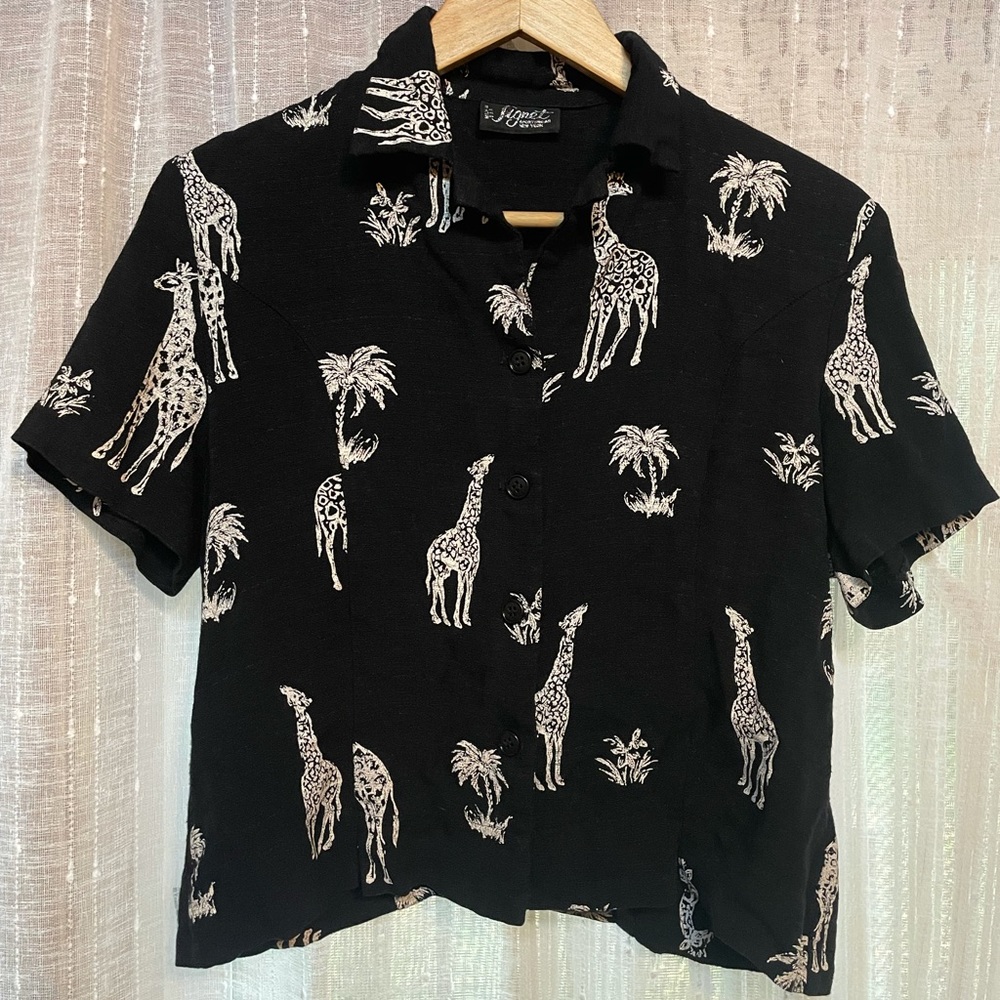 Vintage Cropped Button Down Safari Shirt